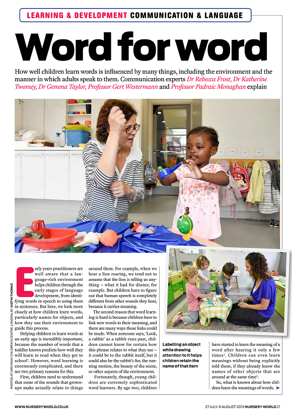 Nursery World Magazine Communication Language Series Lucid Image Of Word For Article