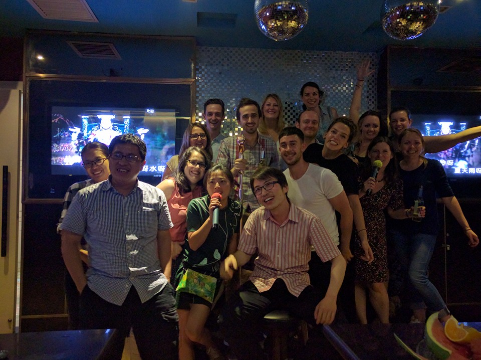 Workshop participants at a Karaoke Bar